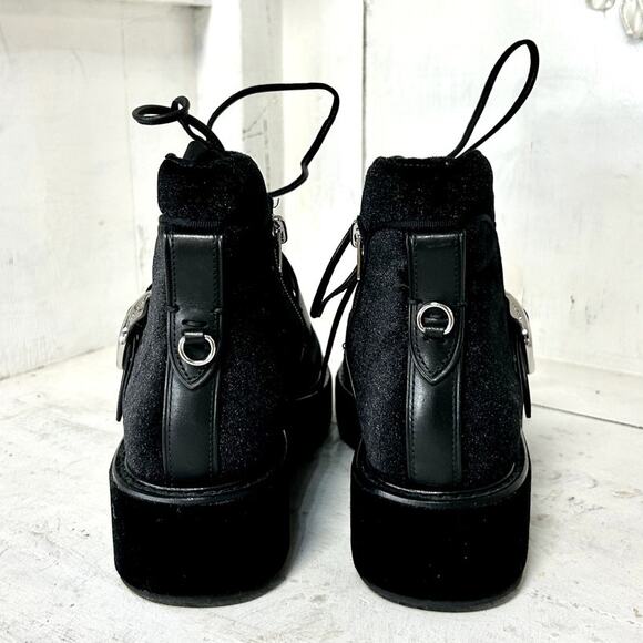 NWOT Coach x Tabitha Simmons Velvet Wedge Chelsea Hiker Ankle Boots Black 8.5 - Picture 7 of 10